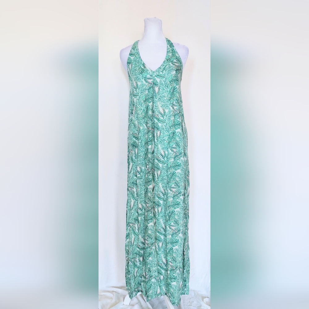 Bob Timberlake Sleeveless Tropical Print Maxi Dress Green White Size XS